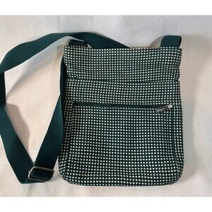 ThirtyOne Bags 31 Teal & Cream Geometric Cotton Crossbody Purse Bag EUC